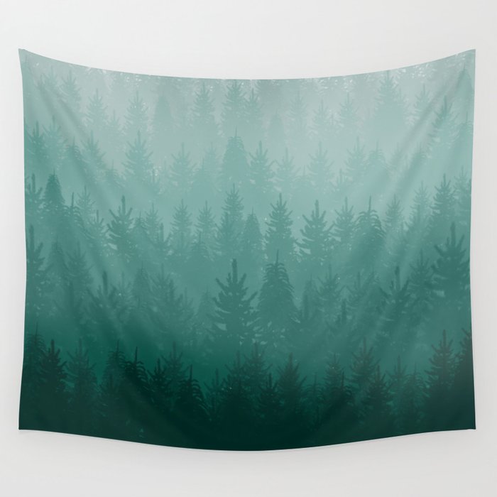 Misty Pacific Northwest Forest Wall Tapestry