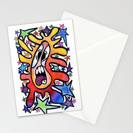 Colorful Flower with Stars Stationery Card