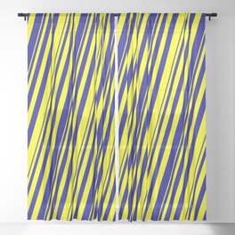 [ Thumbnail: Yellow and Dark Blue Colored Striped Pattern Sheer Curtain ]