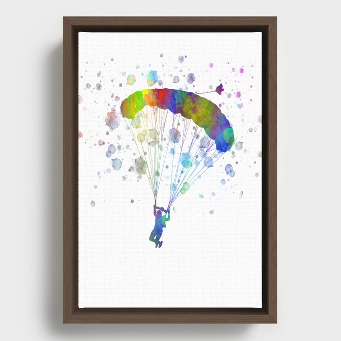 paratrooper in watercolor Framed Canvas