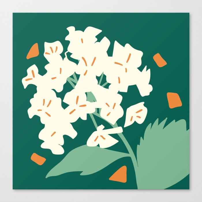 Elderflower Garden Minimalist Green Canvas Print