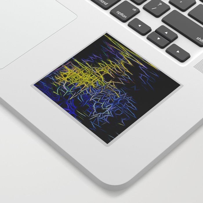 Neon Symphony: Blue and Yellow Electric Abstract Sticker