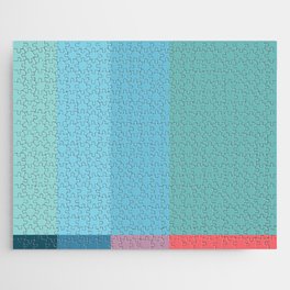 Geometric Modern Rectangle Square Design in Blue and Turquoise Jigsaw Puzzle