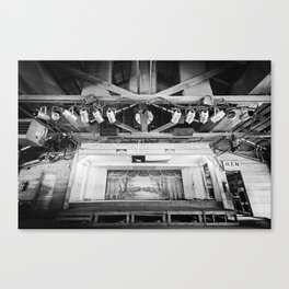Gruene Hall stage (interior) - Oldest Dance Hall in Texas (B&W) Canvas Print