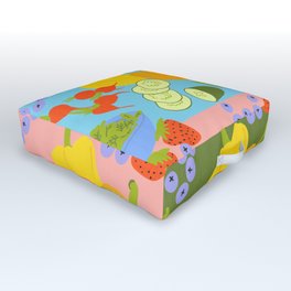 Retro Modern Mixed Summer Fruits and Vegetables Outdoor Floor Cushion