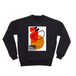 Mid Century Modern Abstract Vintage Pop Art Space Age Pattern Orange Yellow Black Orbit Accent Crewneck Sweatshirt | Watercolor, Vintage, Orangeyellow, Acrylic, Pattern, Midcentury, Painting, Modernabstract, Popart, Spaceage 