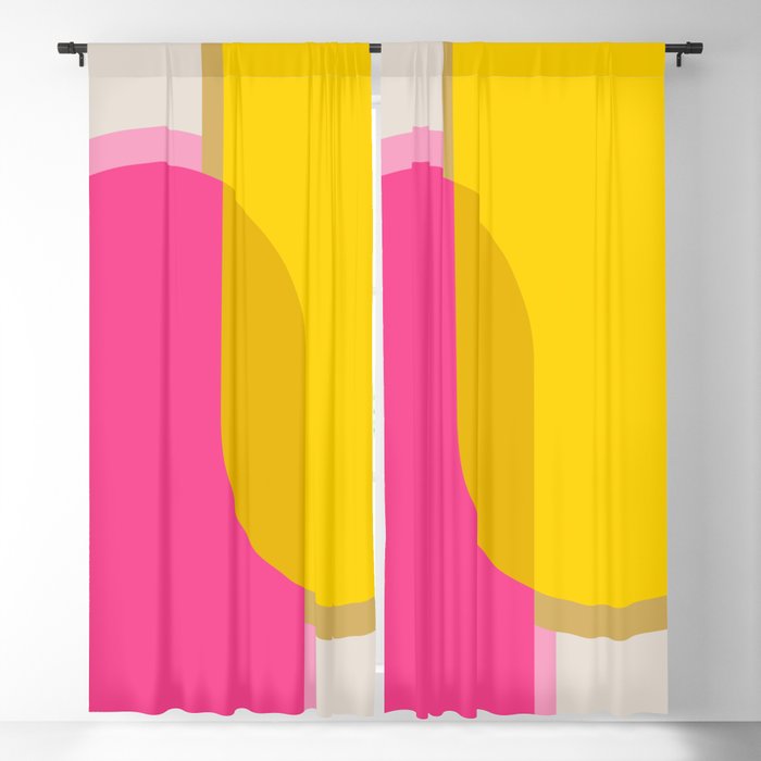 Pink and Cheerful Yellow Arches Blackout Curtain