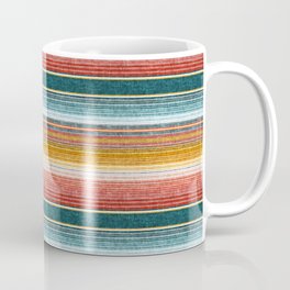 serape southwest stripe - orange & teal Coffee Mug | Boho, Serape, Fiesta, Mexicanblanket, Southwest, Modern, Bright, Farmhouse, Graphicdesign, Pattern 
