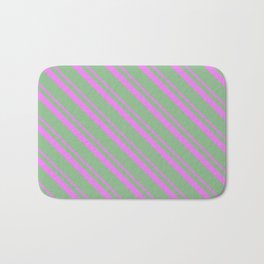 [ Thumbnail: Violet & Dark Sea Green Colored Striped/Lined Pattern Bath Mat ]