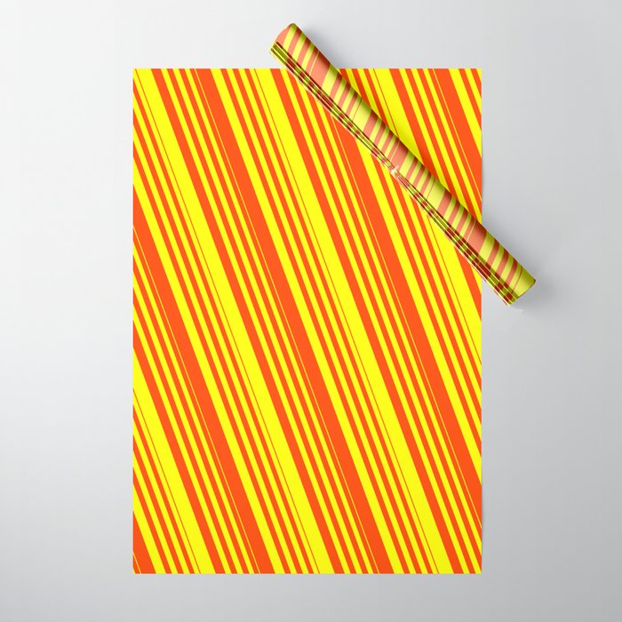 Red & Yellow Colored Lined Pattern Wrapping Paper