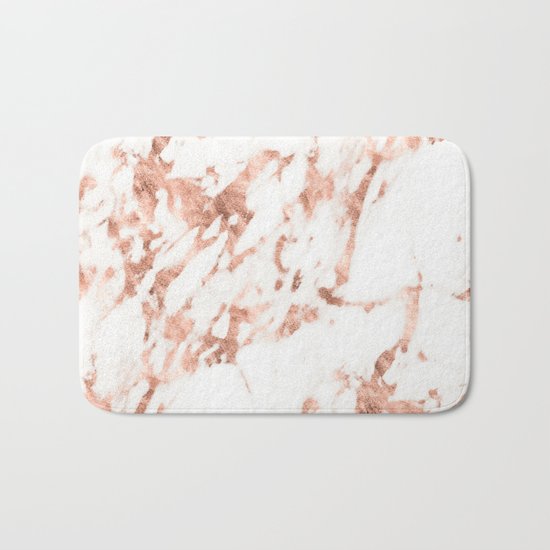 Rose Gold Marble - Perfect Pink Rose Gold Marble Bath Mat