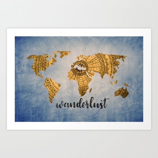 Wanderlust World Map Art Print