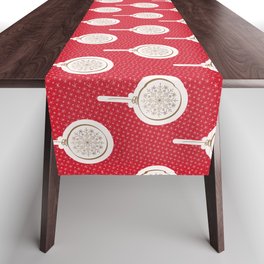 Small || Red & Gold || Snowflake Ornament Table Runner