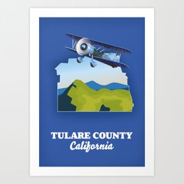 Tulare County California Map Art Print