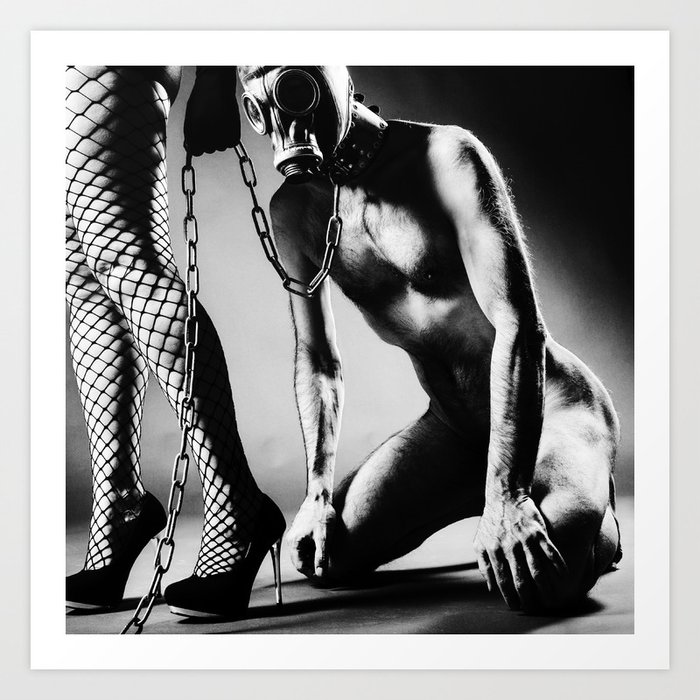 Lets go for a walk - Man naked and collared by his mistress #0547 Art Print