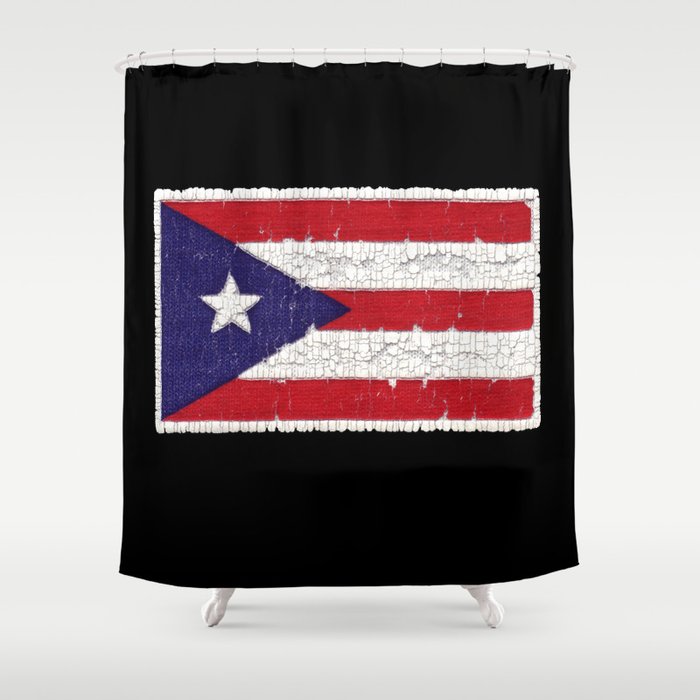 Puerto Rican Flag With Distressed Textures Shower Curtain