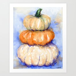 Watercolor Autumn Pumpkins Art Print