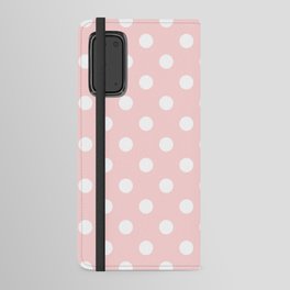 White Dots - baby pink Android Wallet Case