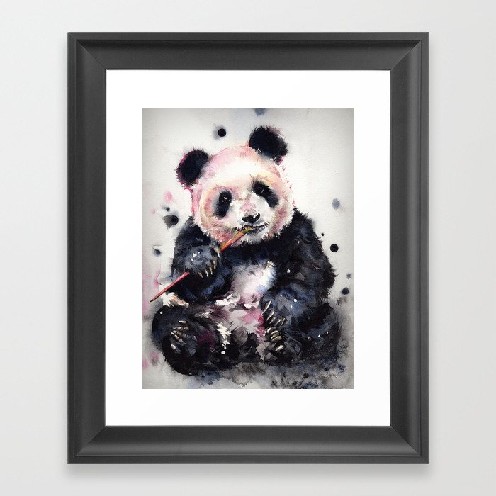 Panda Eating Framed Art Print