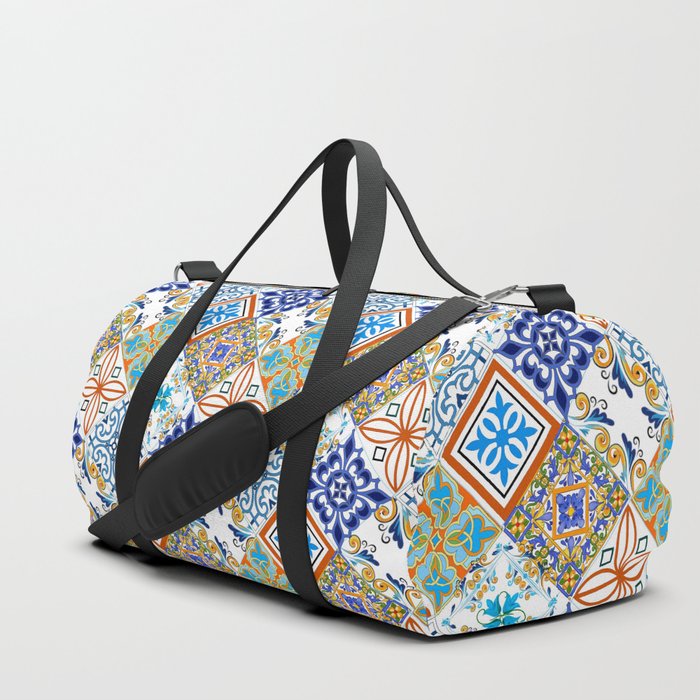 Tiles,mosaic,azulejo,quilt,Portuguese,majolica Duffle Bag