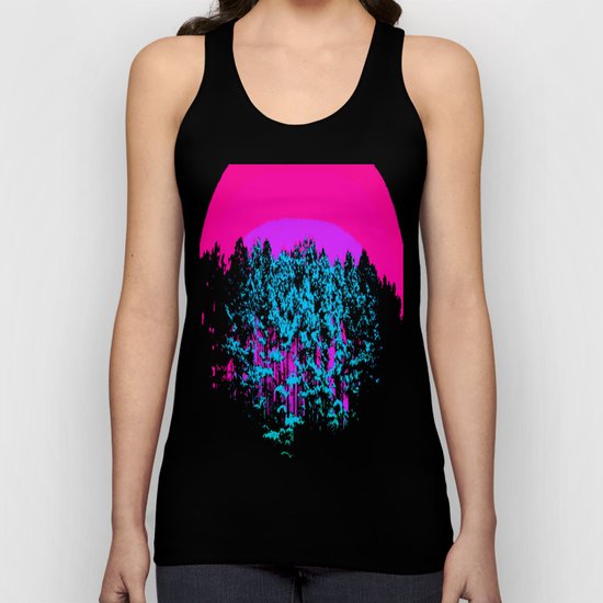 Mod Trees: Fuchsia Purple Turquoise Unisex Tank Top