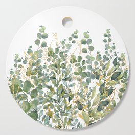 Gold And Green Botanical Eucalyptus Leaves Cutting Board