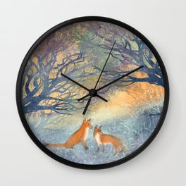 The Two Foxes Wall Clock