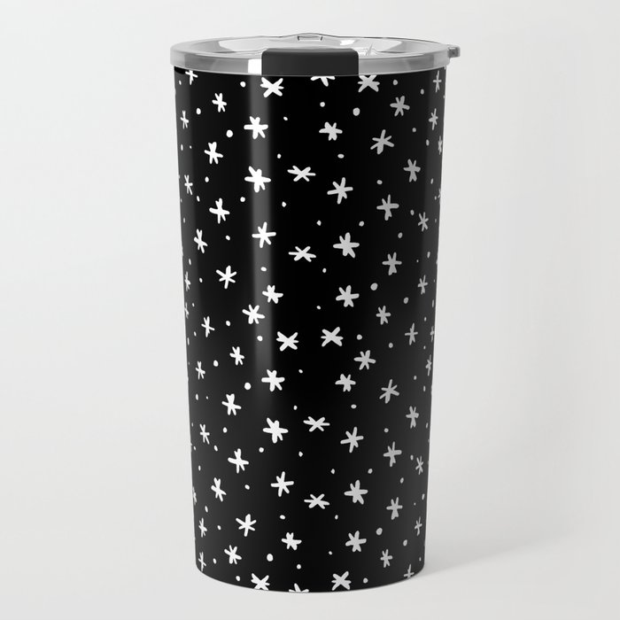 Stars and dots - black and white Travel Mug