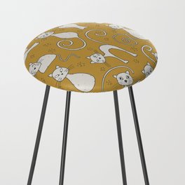 Mustard yellow and off-white cat pattern Counter Stool