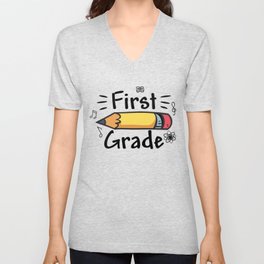 First Grade Pencil V Neck T Shirt
