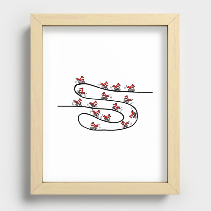 Fox on Bicycle Recessed Framed Print