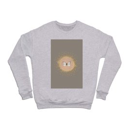 Hand-Drawn Butterfly and Gold Circle Frame on Pastel Brown Crewneck Sweatshirt