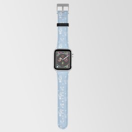 Pale Blue and White Hand Drawn Dog Puppy Pattern Apple Watch Band