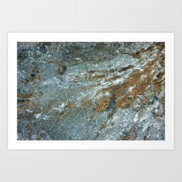 Earthy Blue and Gold Rock Art Print