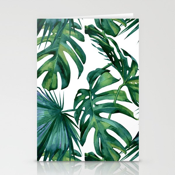 Classic Palm Leaves Tropical Jungle Green Stationery Cards