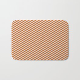 [ Thumbnail: Chocolate and Light Gray Colored Lines Pattern Bath Mat ]