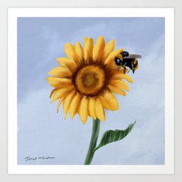 Sunflower Bee Art Print