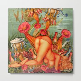 Mistress of the sea Metal Print | Surrealism, Mermaid, Fish, Pinup, Summertime, Swimming, Meditation, Painting, Jellyfish, Balance 