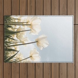 White Tulips In Spring In Holland Photo | Dutch Flowers Art Print |  Europe Travel Photography Outdoor Rug