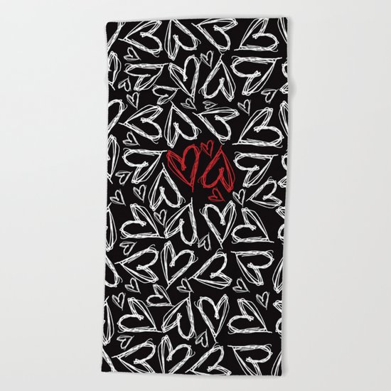 Hearts drawn with chalk Beach Towel