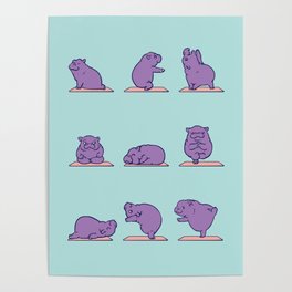 Baby Hippo Yoga Poster