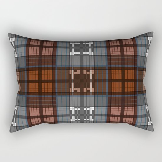 Dark black and blue plaid checkered Scandinavian design Rectangular Pillow