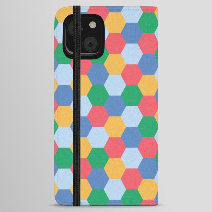 Colorful Hexagon polygon pattern. Digital Illustration background iPhone Wallet Case