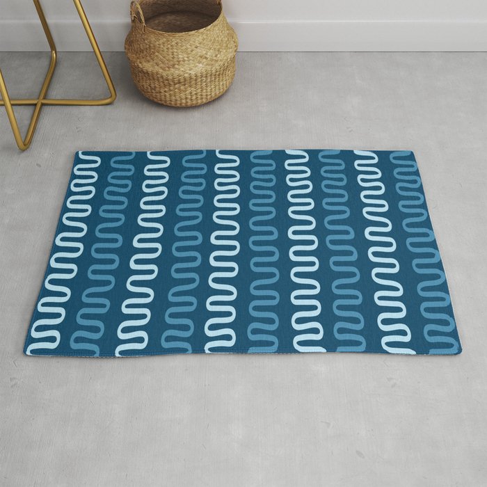 Abstract Shapes 237 in Midnight Blue (Snake Pattern Abstraction) Rug