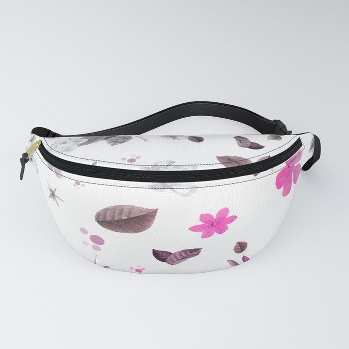 Pink Flowers & Gray Roses Fanny Pack