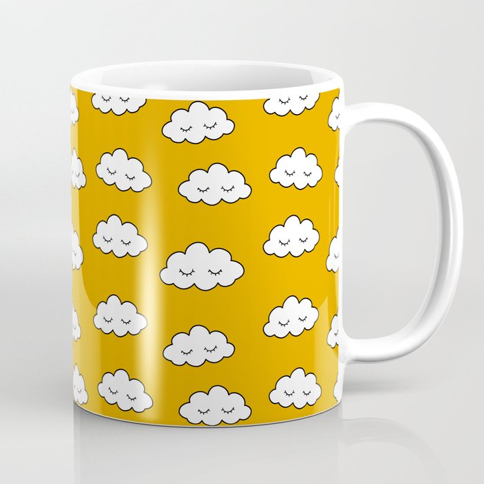 Dreaming clouds in honey mustard background Coffee Mug
