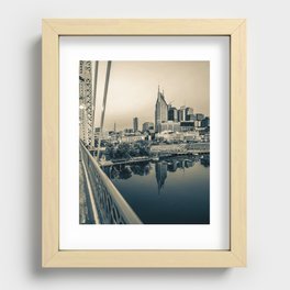 Pedestrian Bridge View of Nashville - Sepia Edition Recessed Framed Print