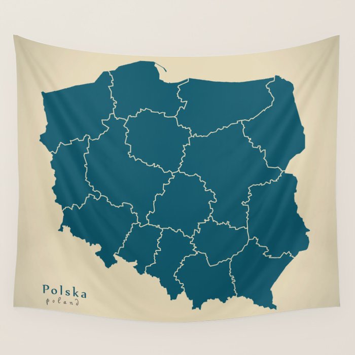 Modern Map - Poland voivodship map PL Wall Tapestry by Ingo Menhard  Society6