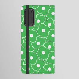 Large-Scale Pop-Art White Flowers on Grass Green Background Android Wallet Case