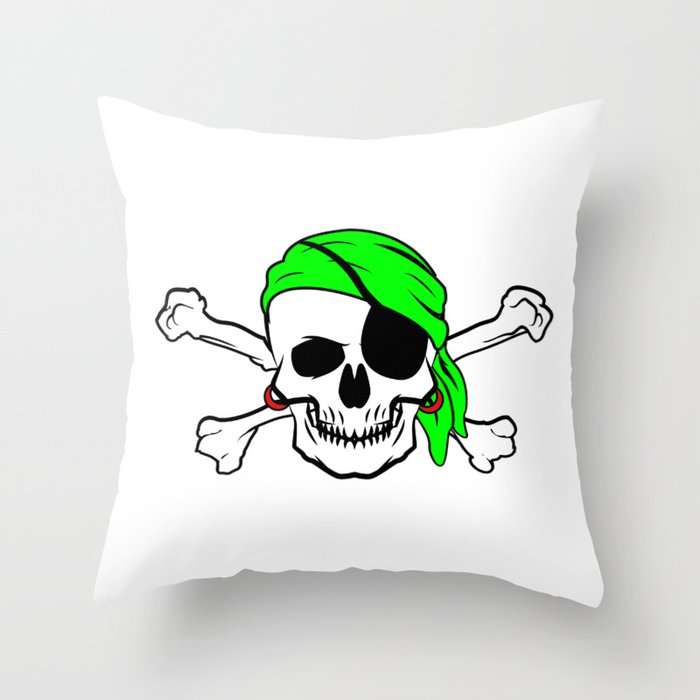 Halloween Pirate Skull Crossbones Bandana Eyepatch Throw Pillow By